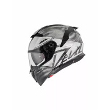 Casco Devil Carbon MN — XS–XXL, gris/blanco, brillo
